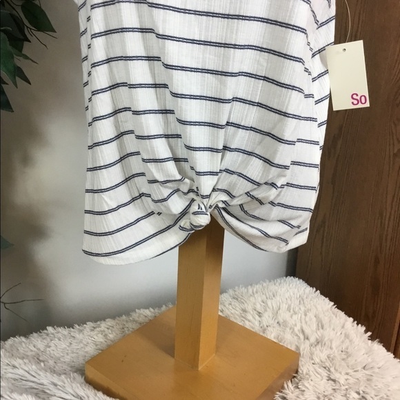 So XL blue/white stripe double v neck tank top (knotted front can be und… - Picture 6 of 9